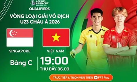 Link xem trực tiếp bóng đá U23 Việt Nam vs U23 Singapore, 19h00 ngày 6/9