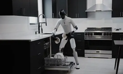 Helix 02: Robot hình người đầu tiên trên thế giới có thể tự mang bát đĩa đi rửa