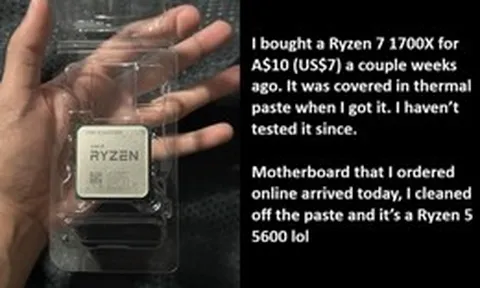 Mua CPU cũ giá 7 USD dính đầy keo, game thủ ngỡ ngàng khi vệ sinh ra "kho báu" Ryzen 5 5600