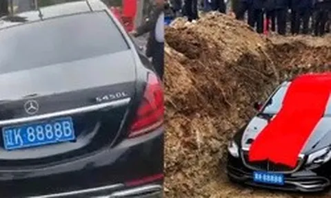 Chôn xe Mercedes biển số 8888 theo người quá cố, gia đình Trung Quốc gây bão dư luận