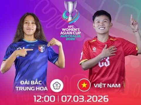 Link xem trực tiếp bóng đá nữ Việt Nam vs Đài Loan (TQ): VCK Asian Cup 2026