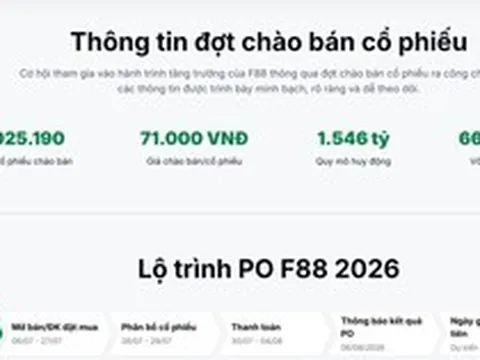 F88 mở đăng ký mua cổ phiếu PO từ ngày 06/07/2026