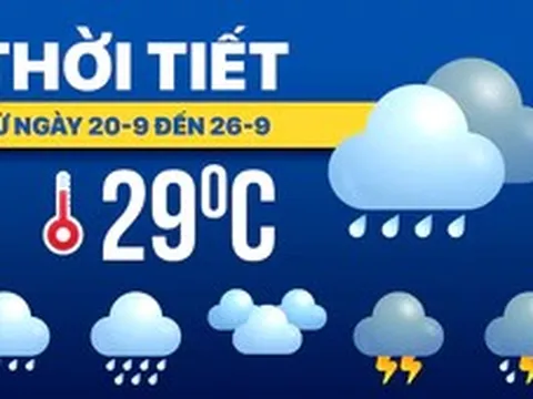 Dự báo thời tiết từ 20 đến 26-9: Mưa dông vẫn chiếm ưu thế